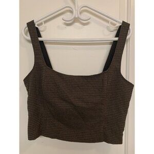 Abercrombie & Fitch Brown Plaid Tank Top Crop‎ Top Large
